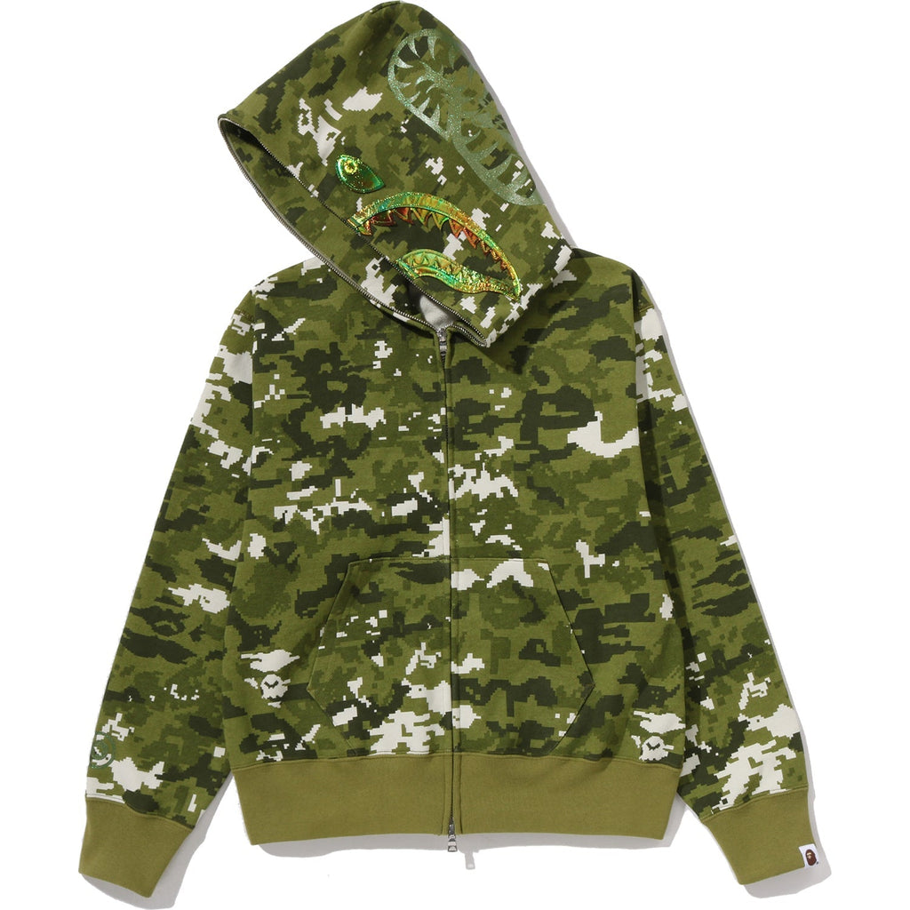 BAPE MULTI PIXEL CAMO SHARK FULL ZIP HOODIE LADIES
