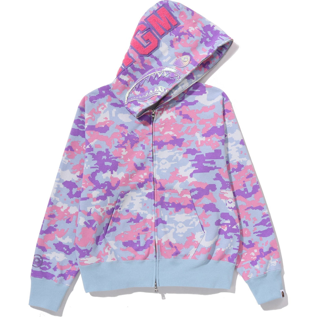 BAPE MULTI PIXEL CAMO SHARK FULL ZIP HOODIE LADIES