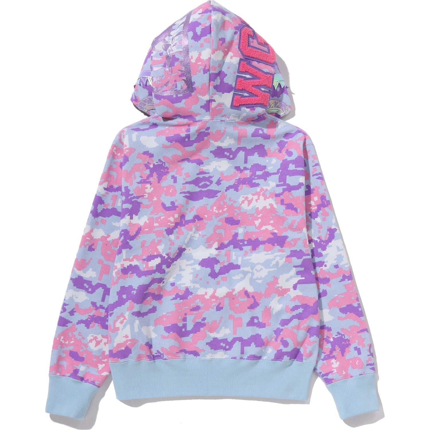 BAPE MULTI PIXEL CAMO SHARK FULL ZIP HOODIE LADIES