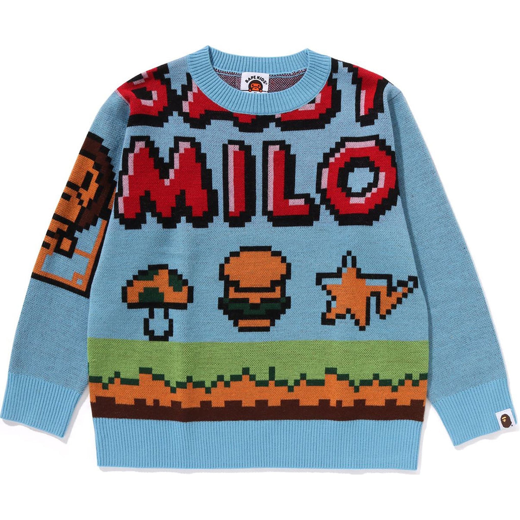 BAPE MILO GAME MOTIF WOOL MIX SWEATER KIDS