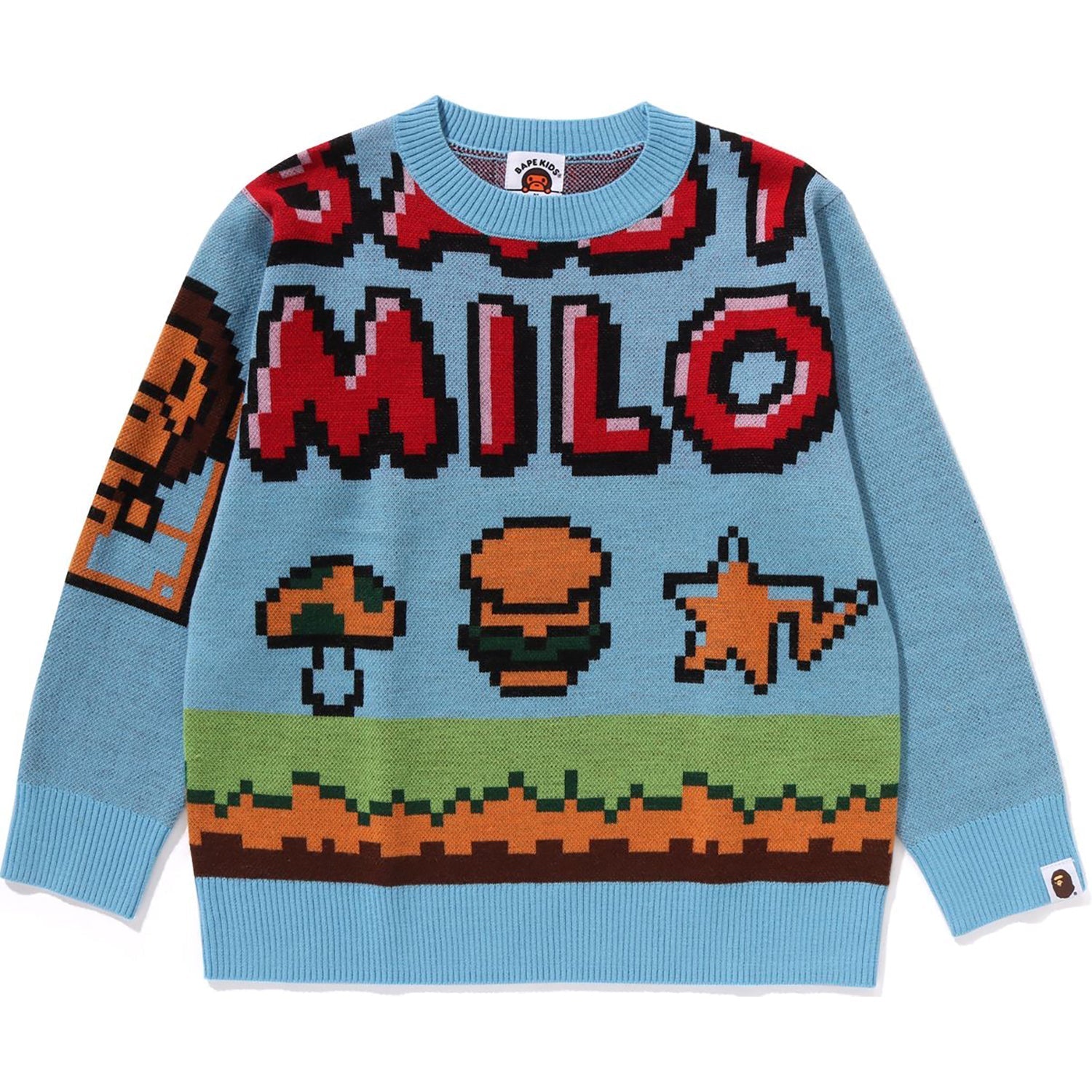 BAPE MILO GAME MOTIF WOOL MIX SWEATER KIDS