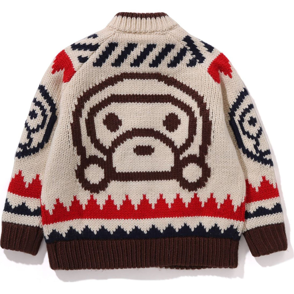 BAPE BABY MILO WOOL MIX COWICHAN CARDIGAN KIDS