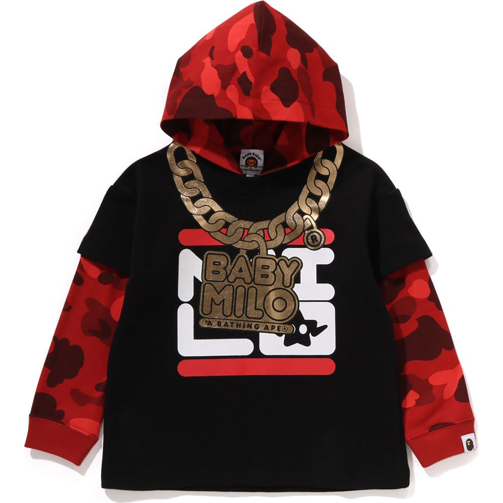 BAPE COLOR CAMO LAYERED RELAXED FIT PULLOVER HOODIE KIDS