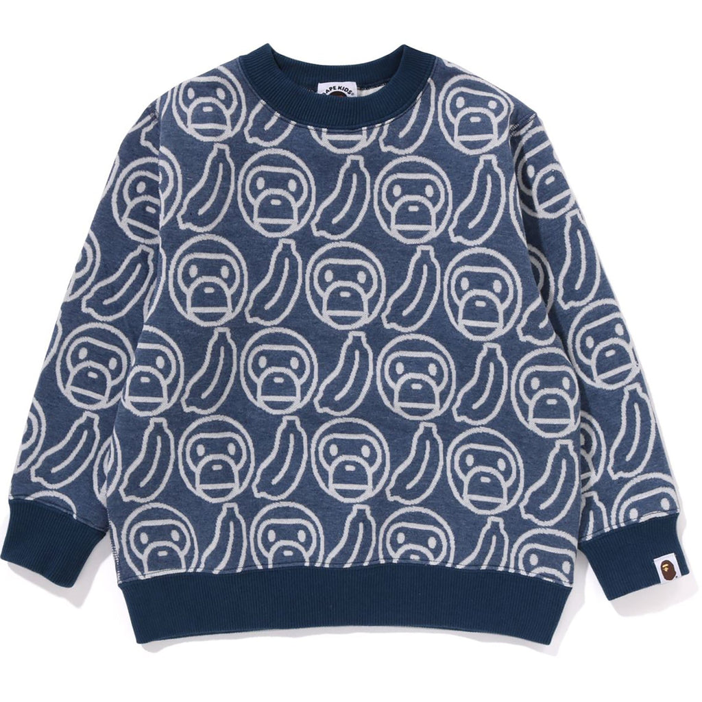 BAPE BANANA MILO KNIT JACQUARD CREWNECK SWEATSHIRT KIDS