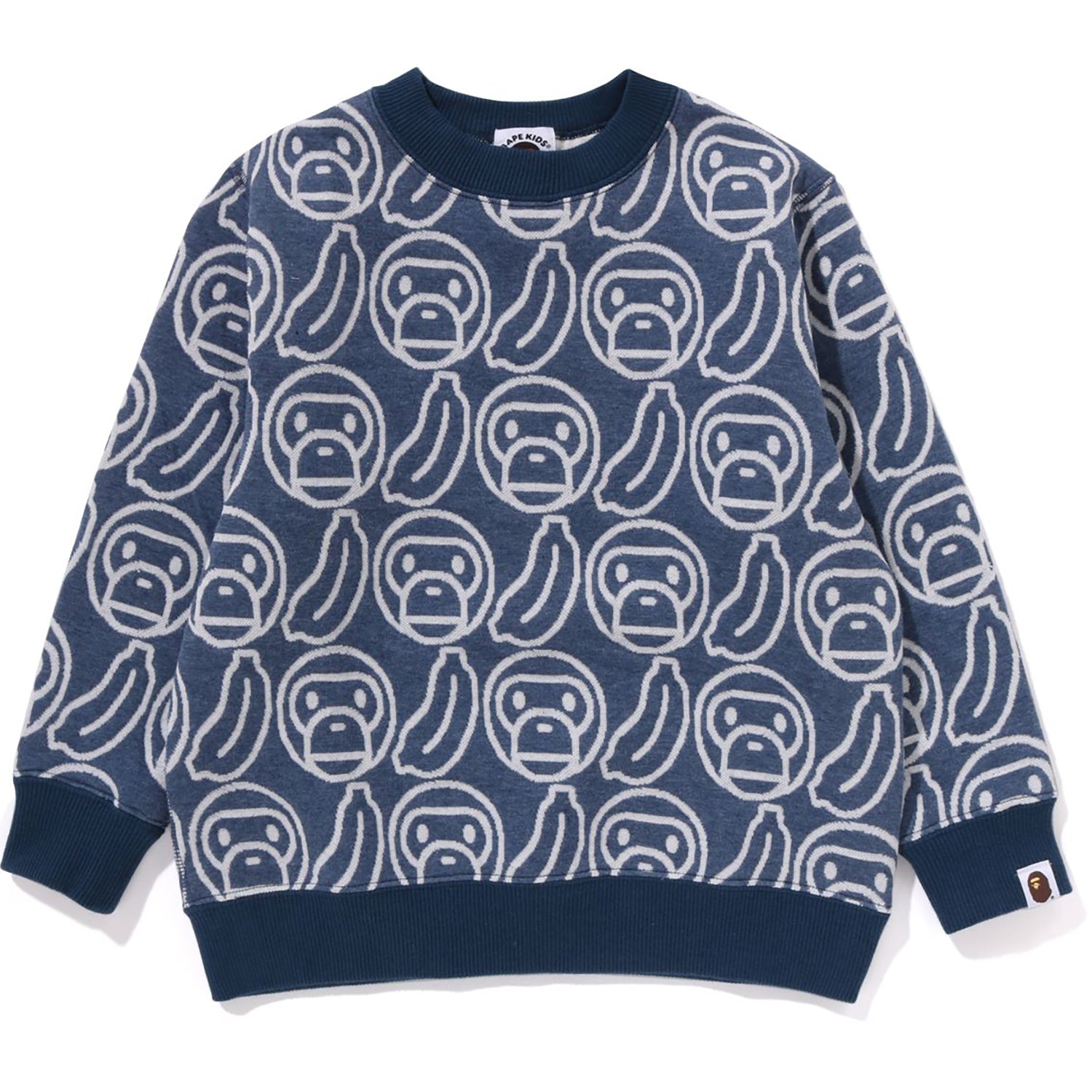 BAPE BANANA MILO KNIT JACQUARD CREWNECK SWEATSHIRT KIDS