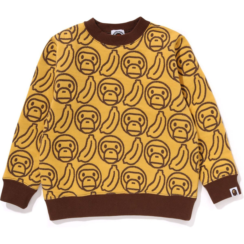 BAPE BANANA MILO KNIT JACQUARD CREWNECK SWEATSHIRT KIDS