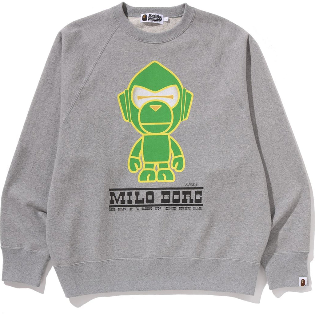 BAPE MILO BORG RELAXED FIT CREWNECK SWEATSHIRT MENS