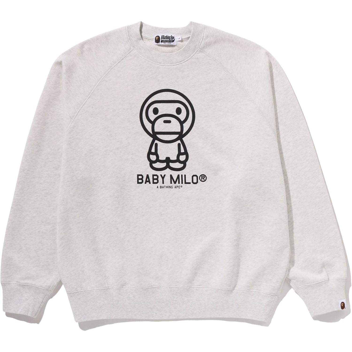 BAPE HEAVY WASH BABY MILO RELAXED FIT CREWNECK SWEATSHIRT MENS