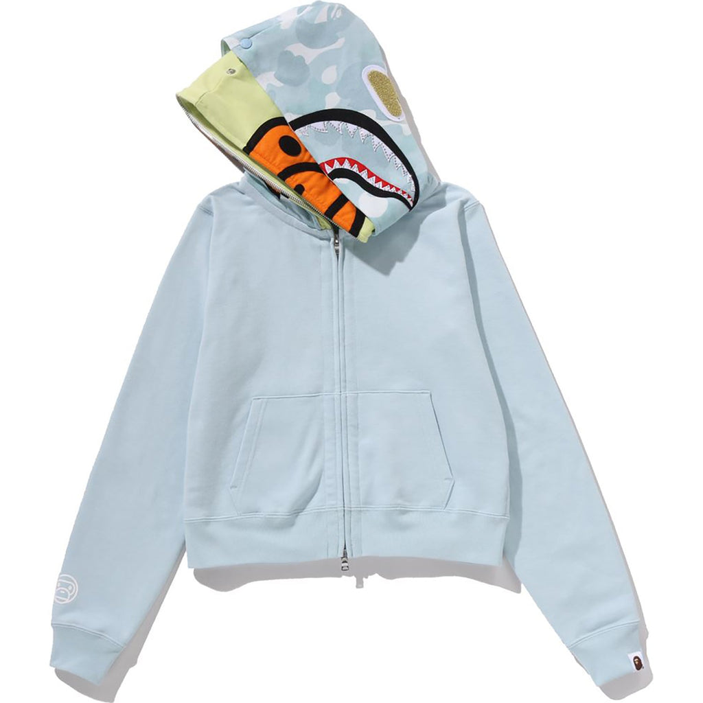 BAPE MILO SHARK CROPPED FULL ZIP DOUBLE HOODIE LADIES