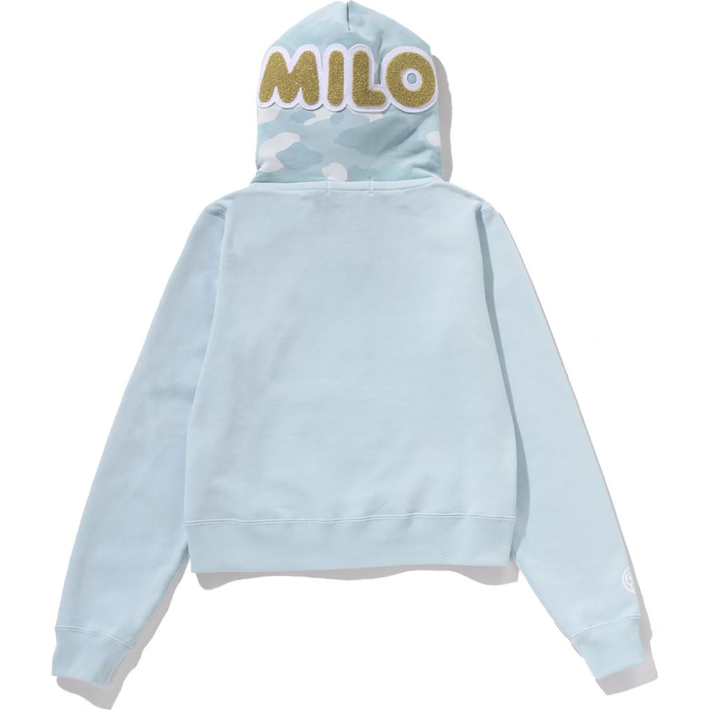 BAPE MILO SHARK CROPPED FULL ZIP DOUBLE HOODIE LADIES