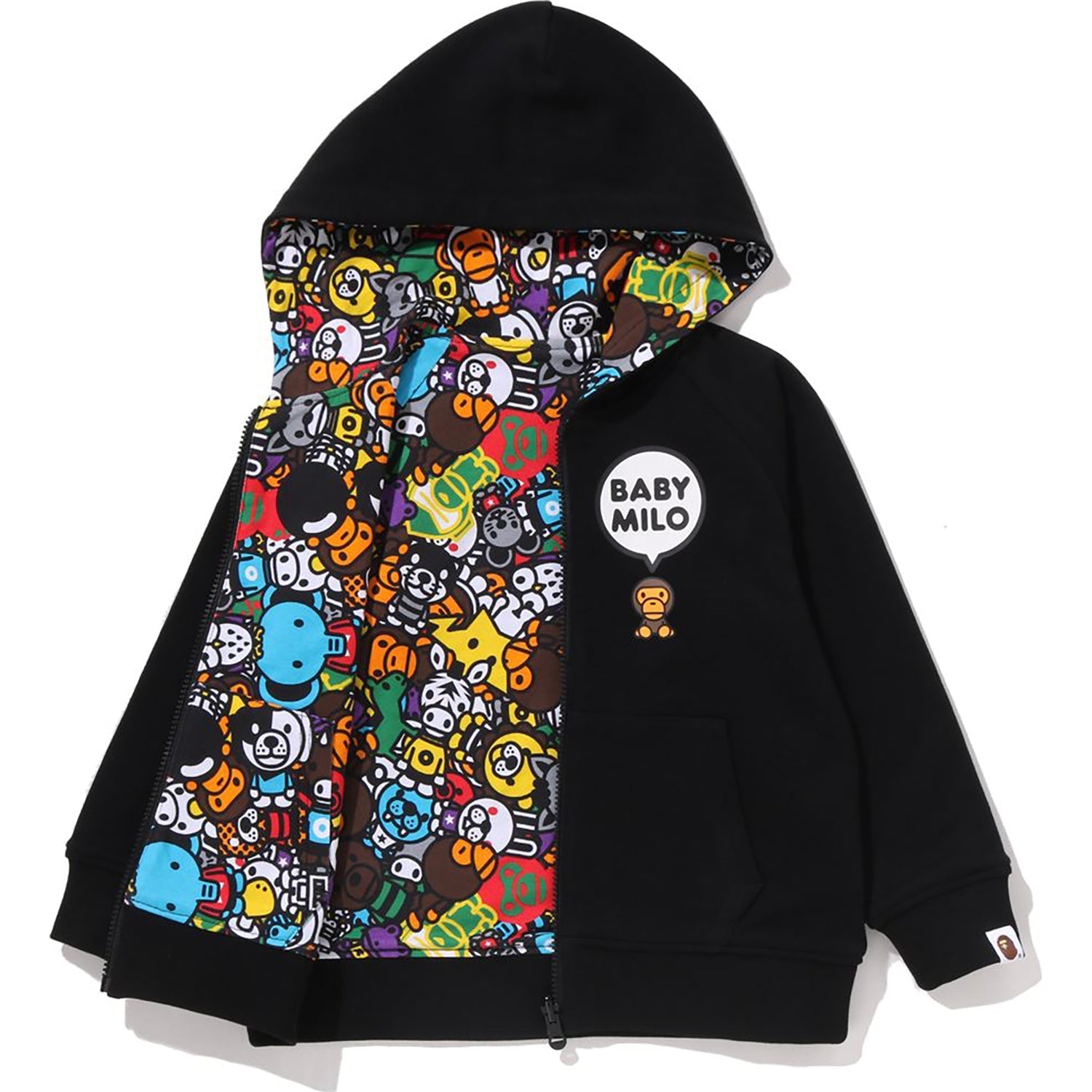 BAPE BABY MILO PATTERN REVERSIBLE ZIP HOODIE KIDS