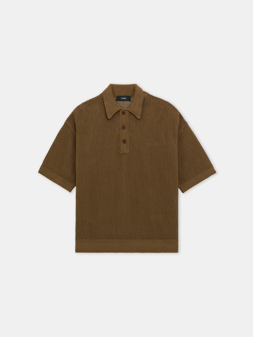 AMIRI CROCHET MESH POLO - Espresso