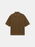 AMIRI CROCHET MESH POLO - Espresso