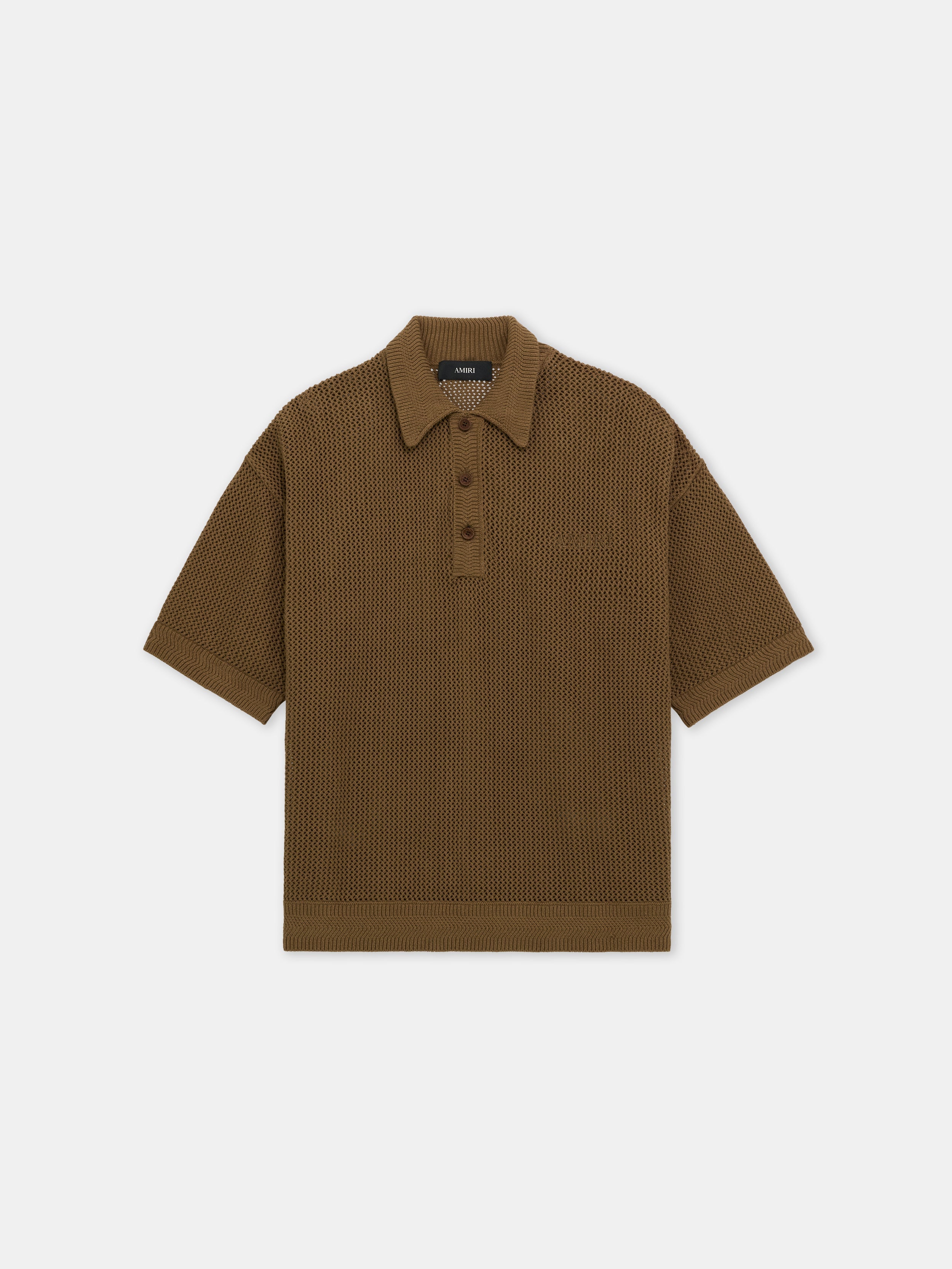 AMIRI CROCHET MESH POLO - Espresso