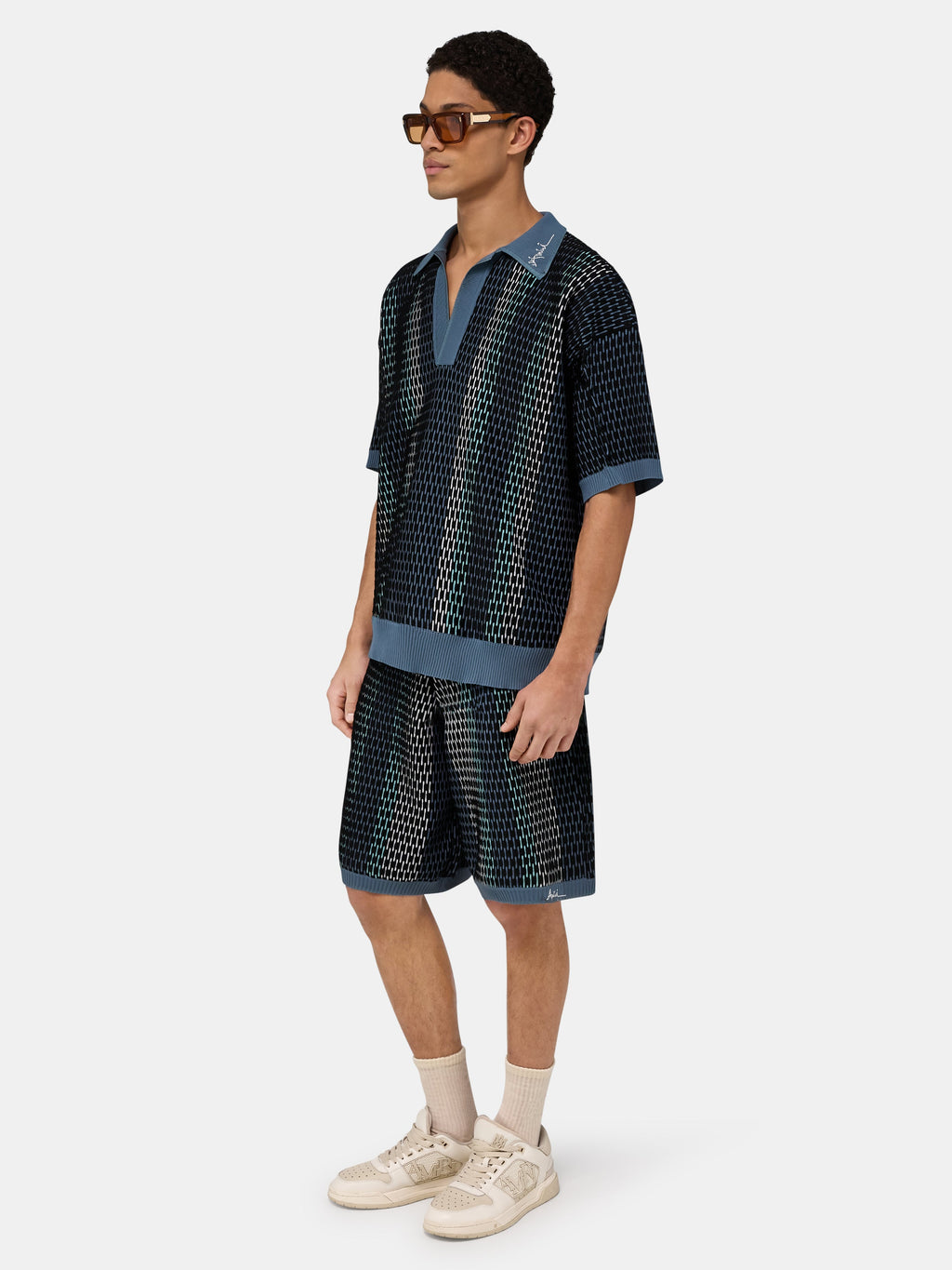 STRIPED POLO - Blue