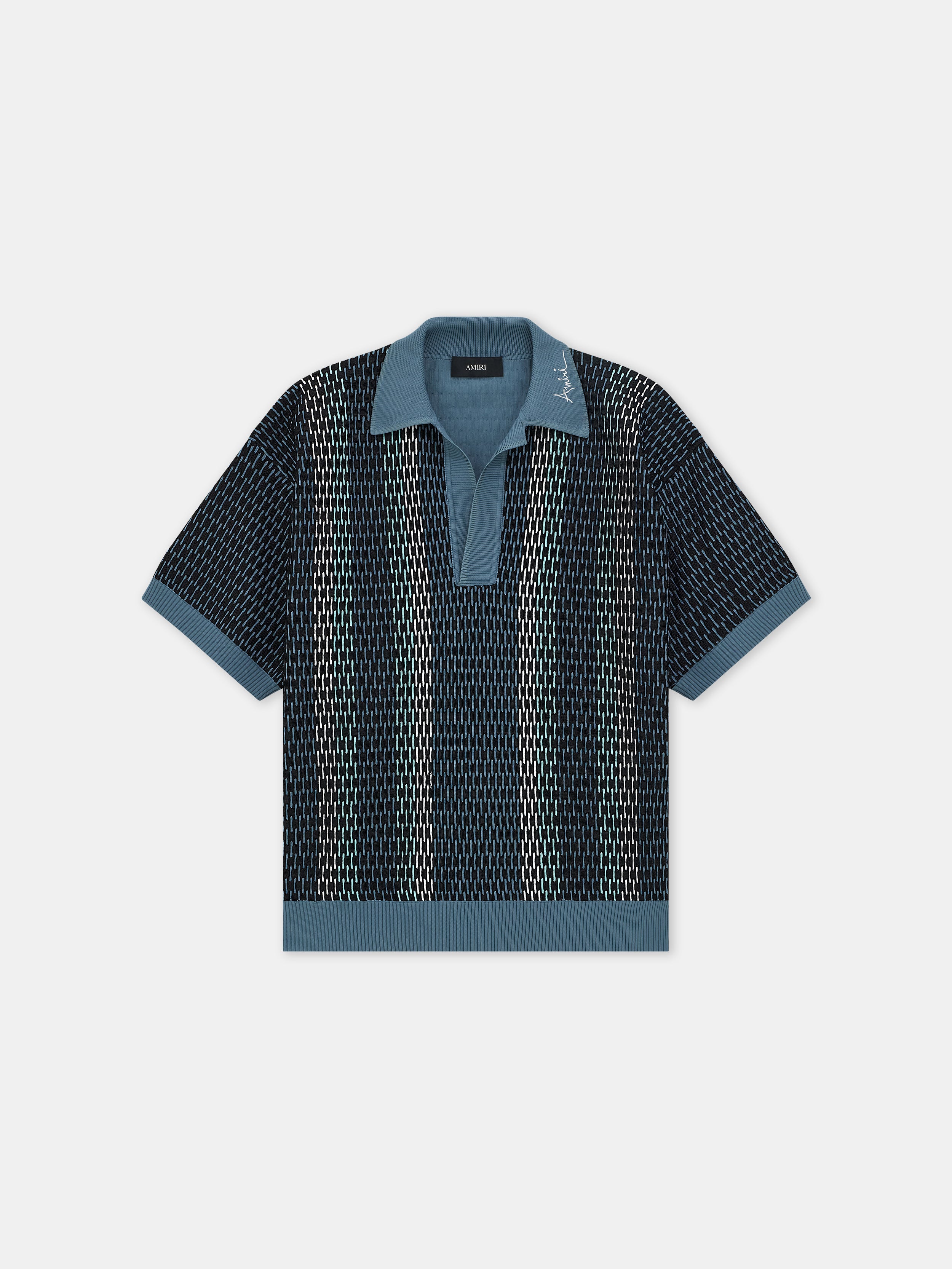 STRIPED POLO - Blue
