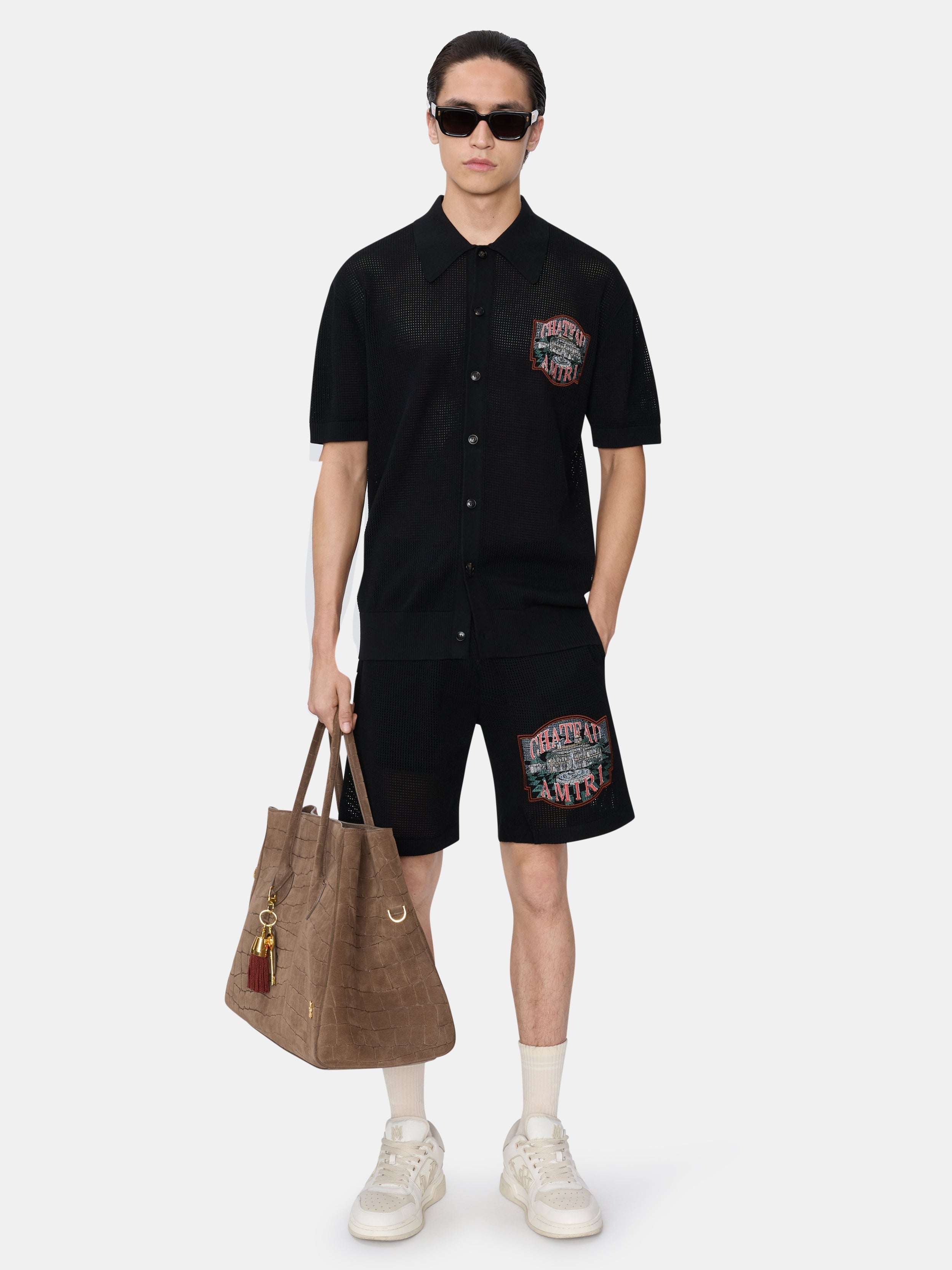 CHATEAU AMIRI CROCHET OVERSIZED SHIRT - Black