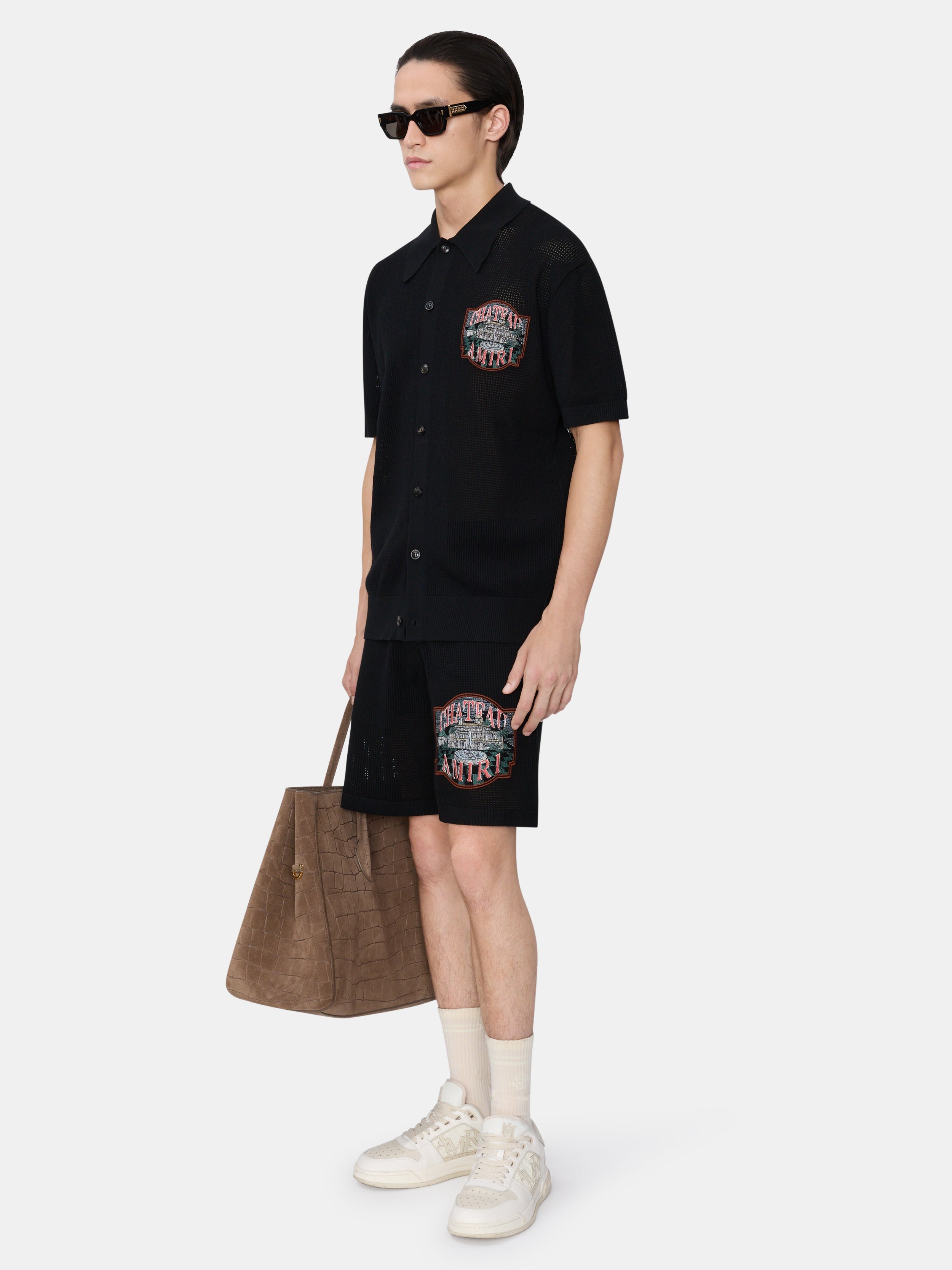 CHATEAU AMIRI CROCHET OVERSIZED SHIRT - Black