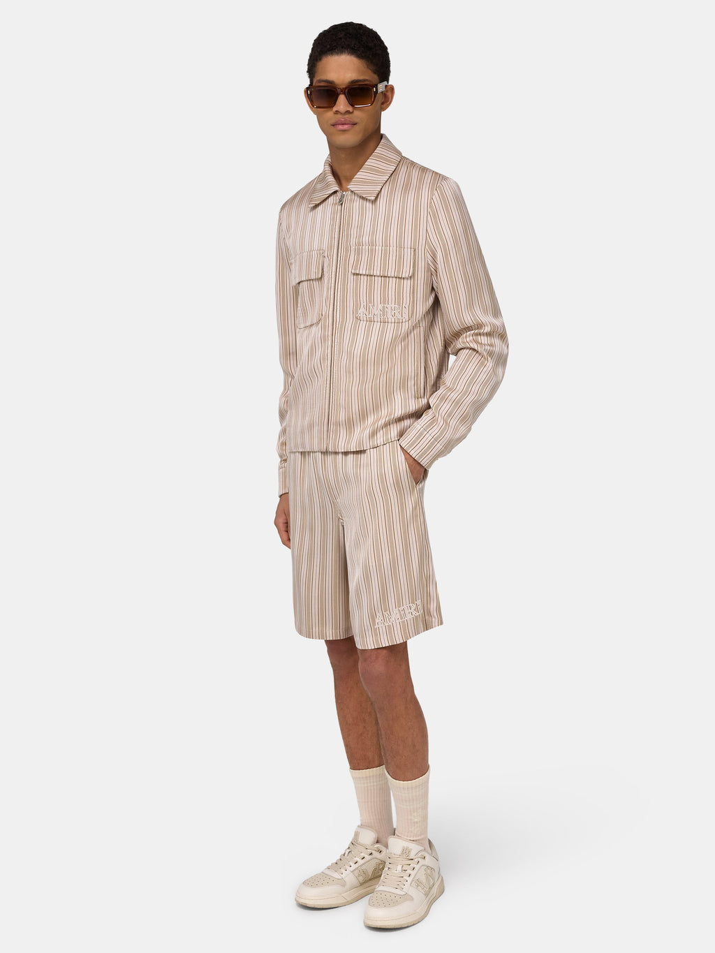 AMIRI STRIPED BLOUSON - Alabaster