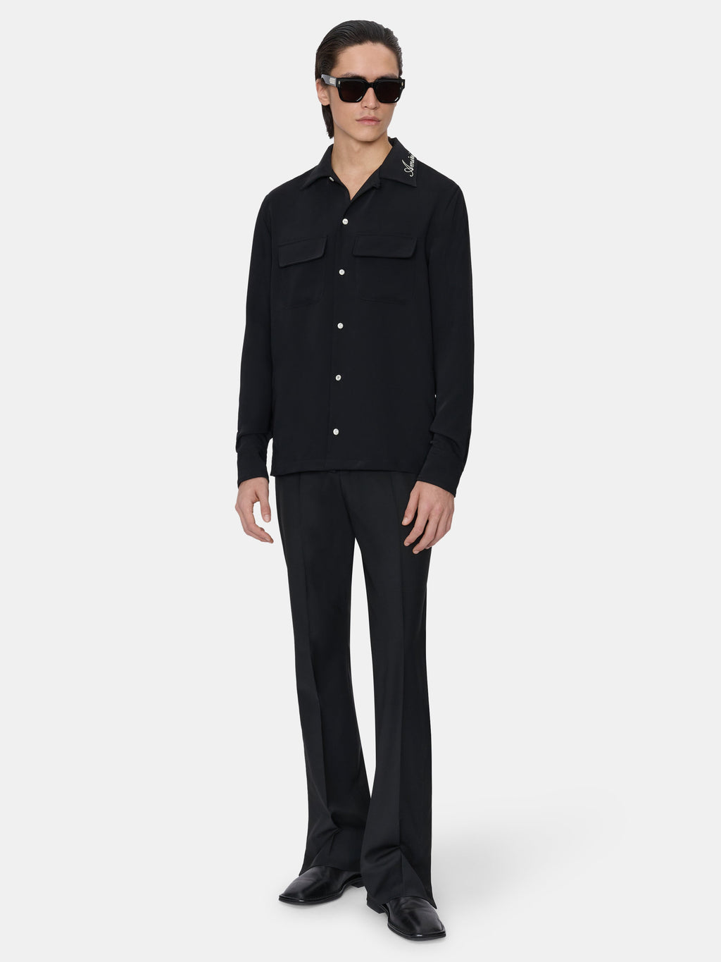 ROUND POCKET DRESS SHIRT - Black