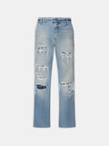 CHECKERED REPAIR BOOTCUT JEAN - Aged Indigo