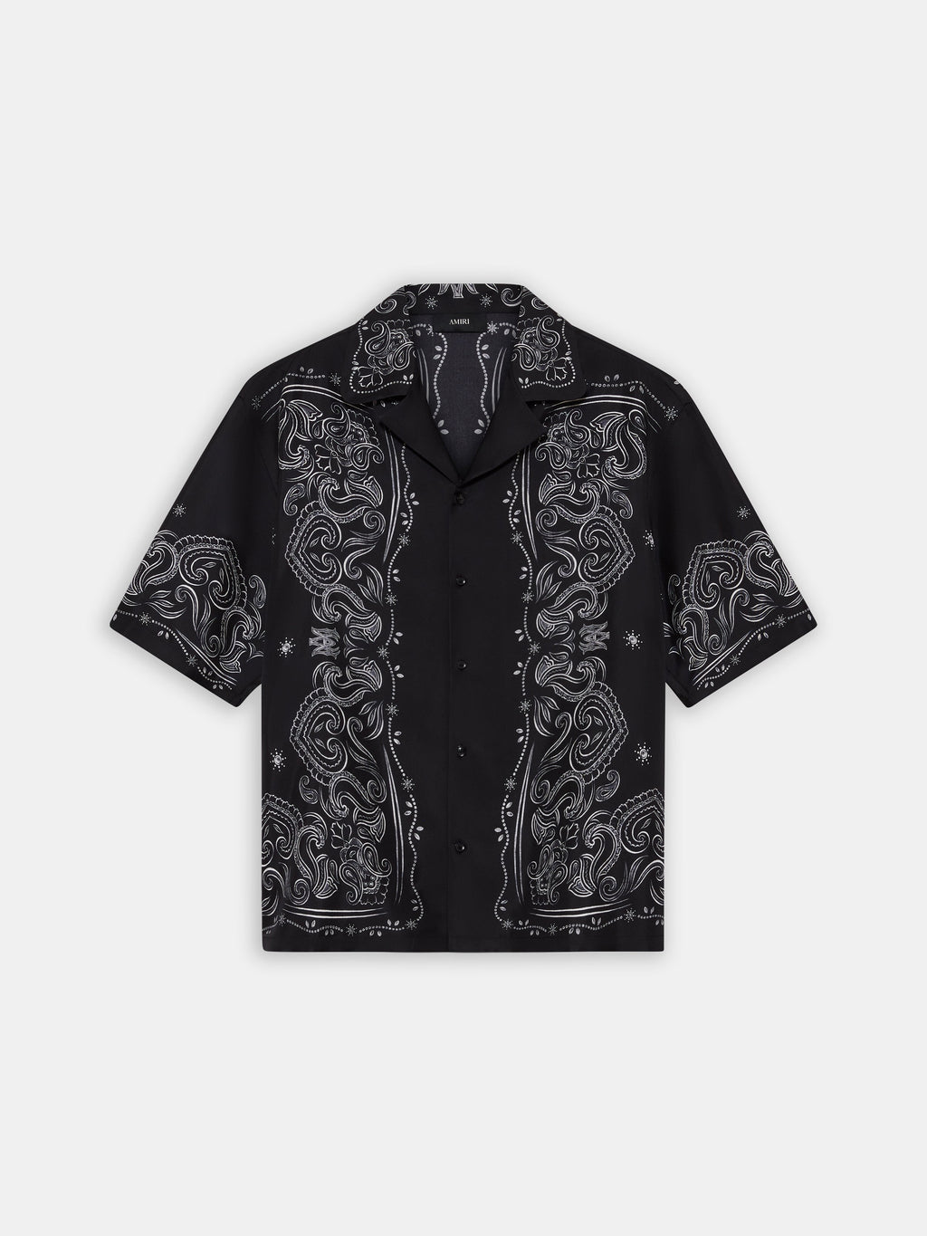 BANDANA PAINT OVERSIZED BOWLING SHIRT - Black