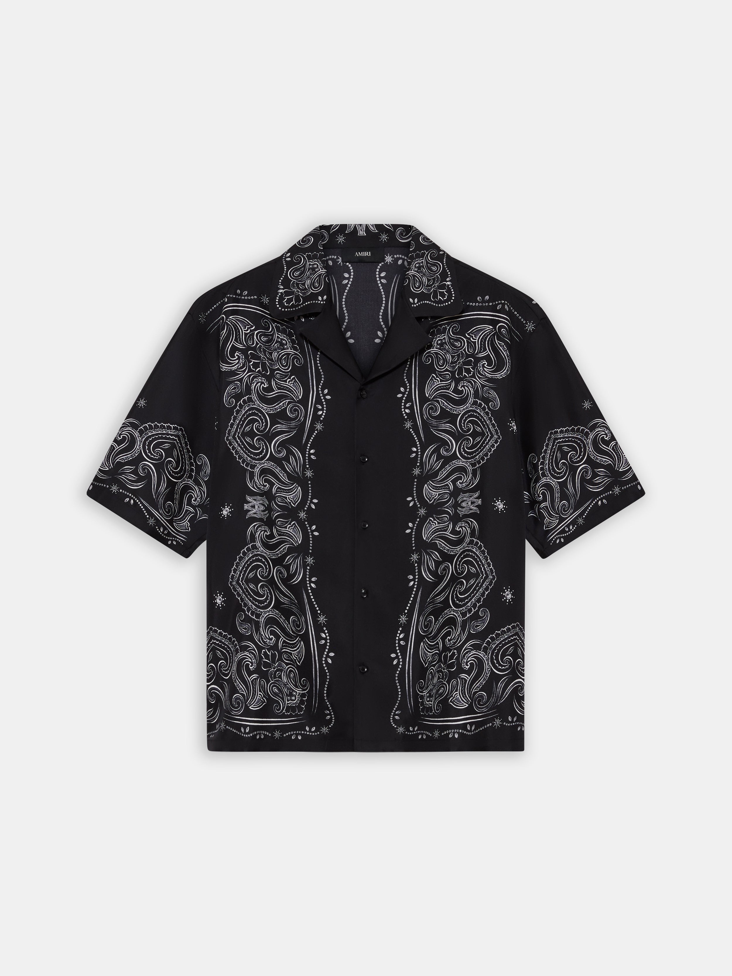BANDANA PAINT OVERSIZED BOWLING SHIRT - Black