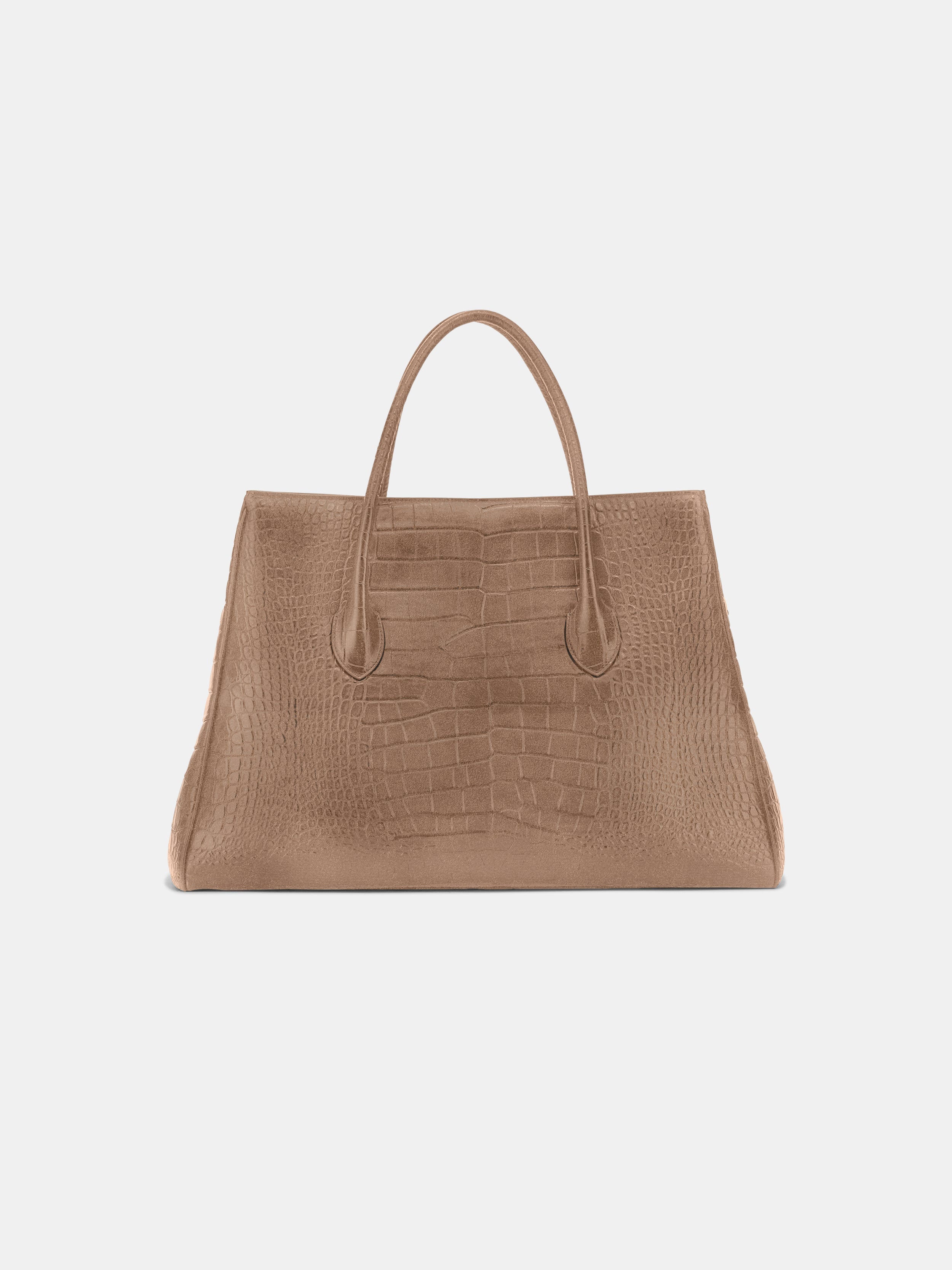 SUEDE CROC HONEY 50 TOTE - Dark Brown