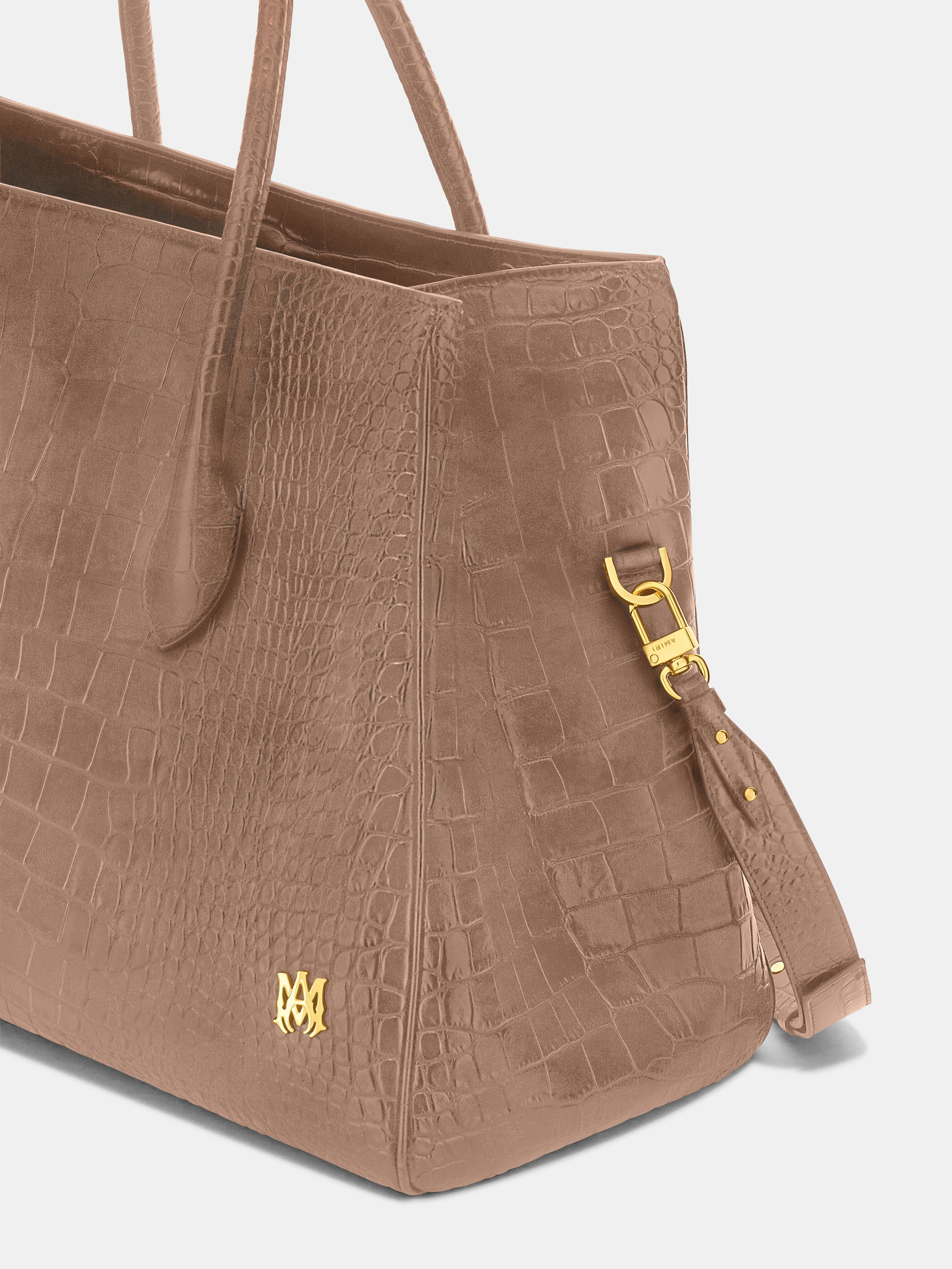SUEDE CROC HONEY 50 TOTE - Dark Brown