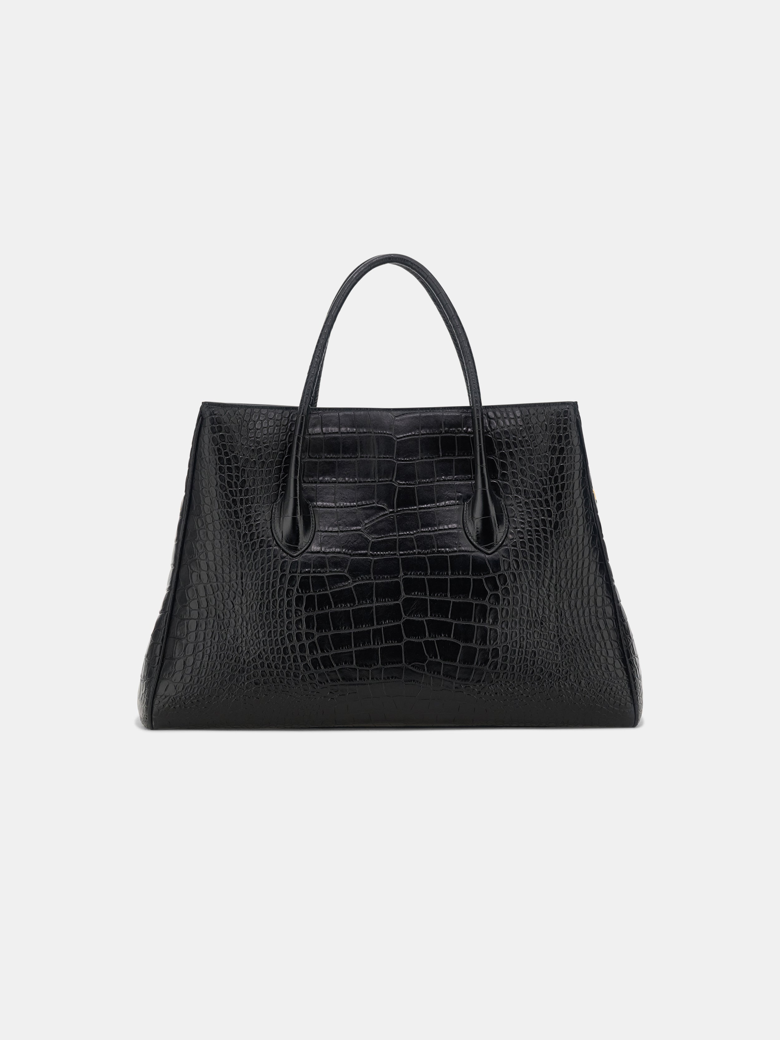 EMBOSSED CROC HONEY 50 TOTE - Black