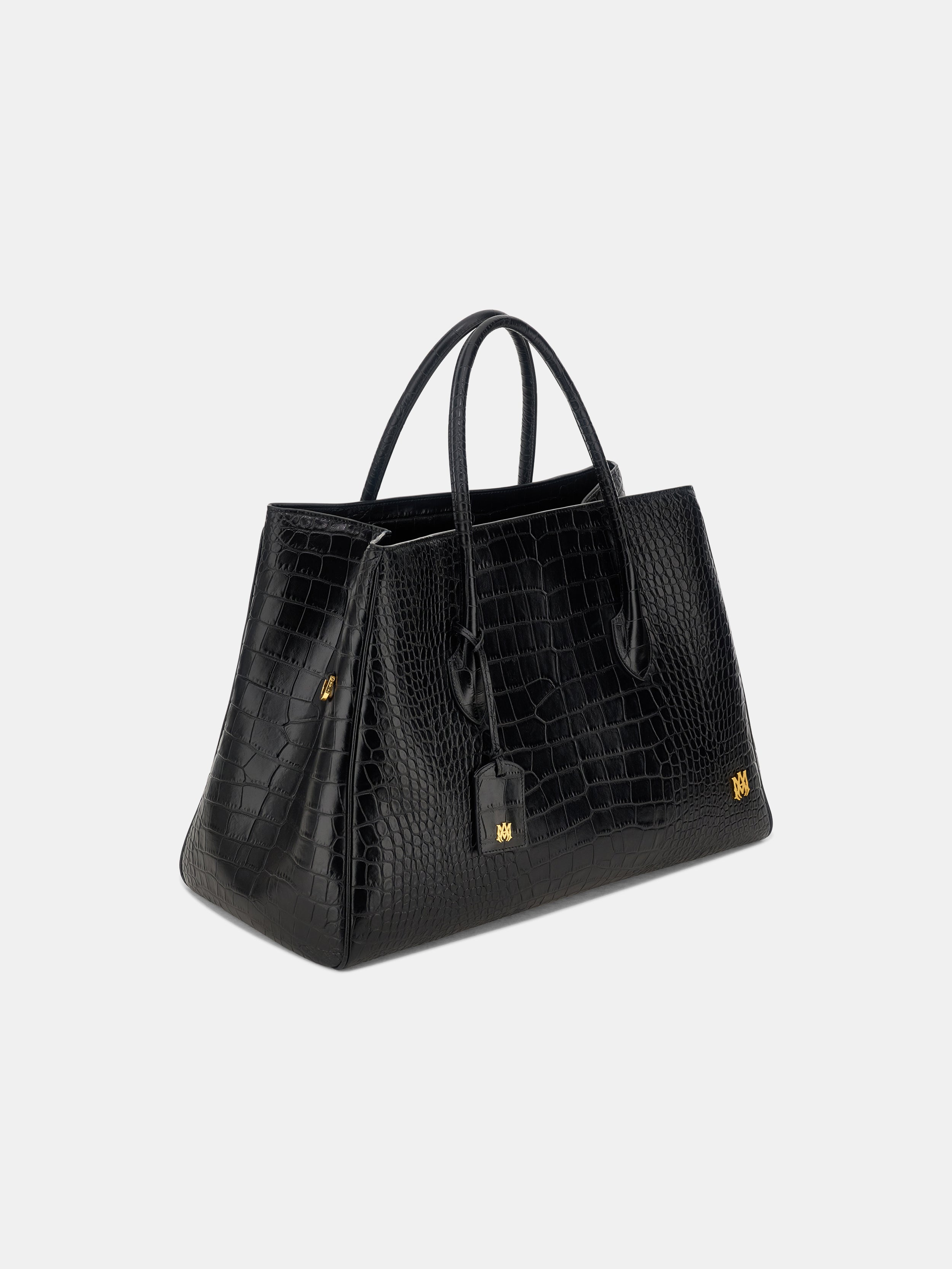 EMBOSSED CROC HONEY 50 TOTE - Black