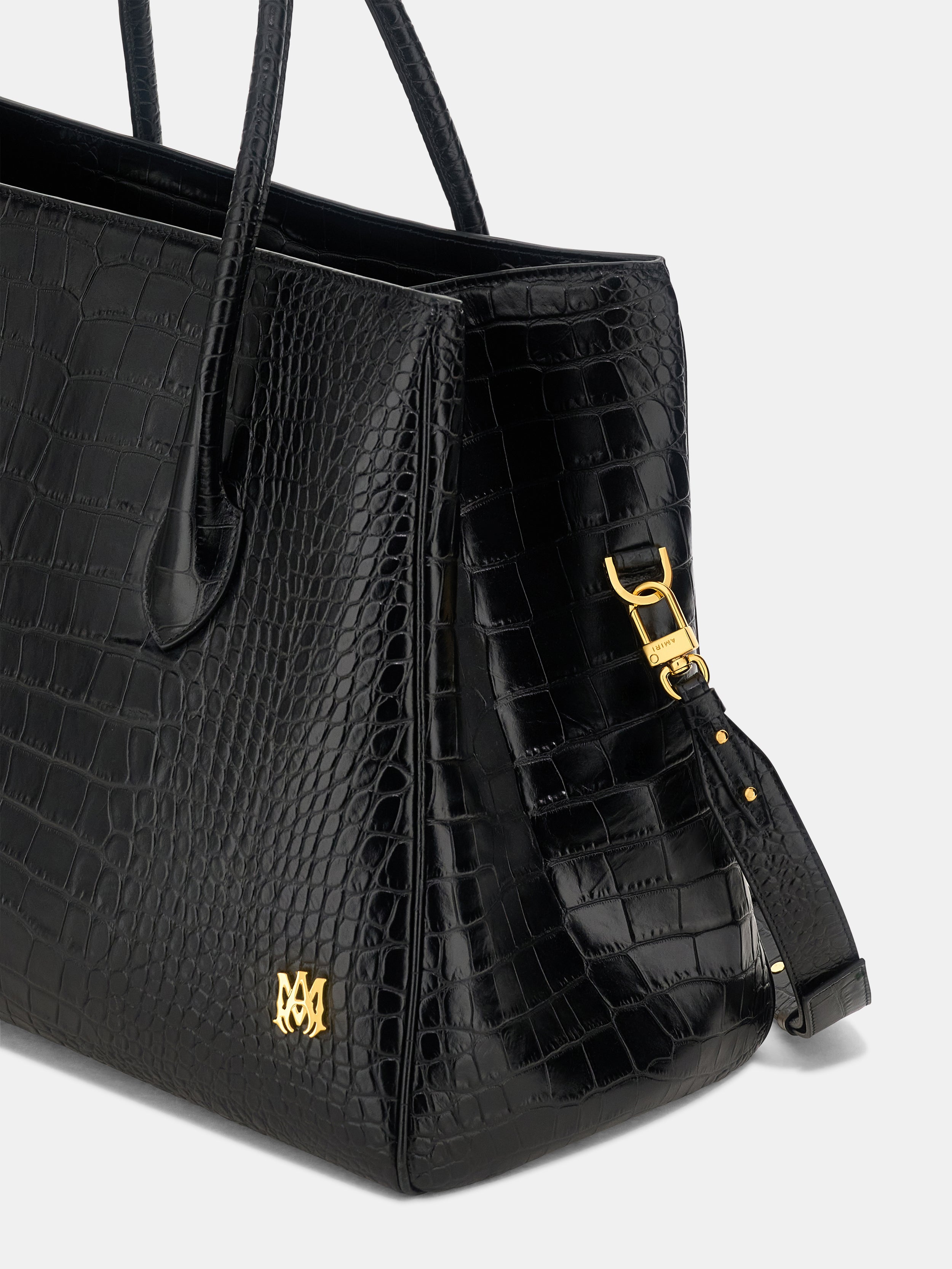EMBOSSED CROC HONEY 50 TOTE - Black