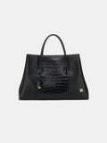 EMBOSSED CROC HONEY 50 TOTE - Black