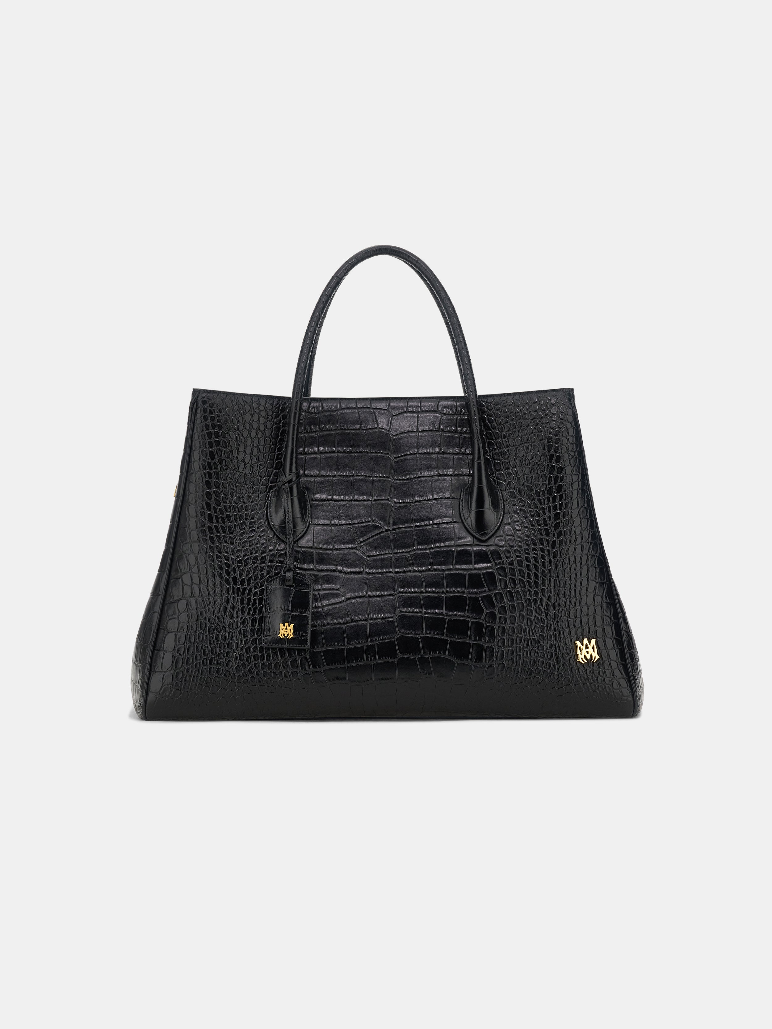 EMBOSSED CROC HONEY 50 TOTE - Black