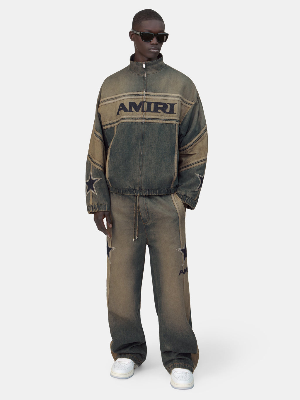 AMIRI SPORT DENIM TRACK JACKET - Worn Slate