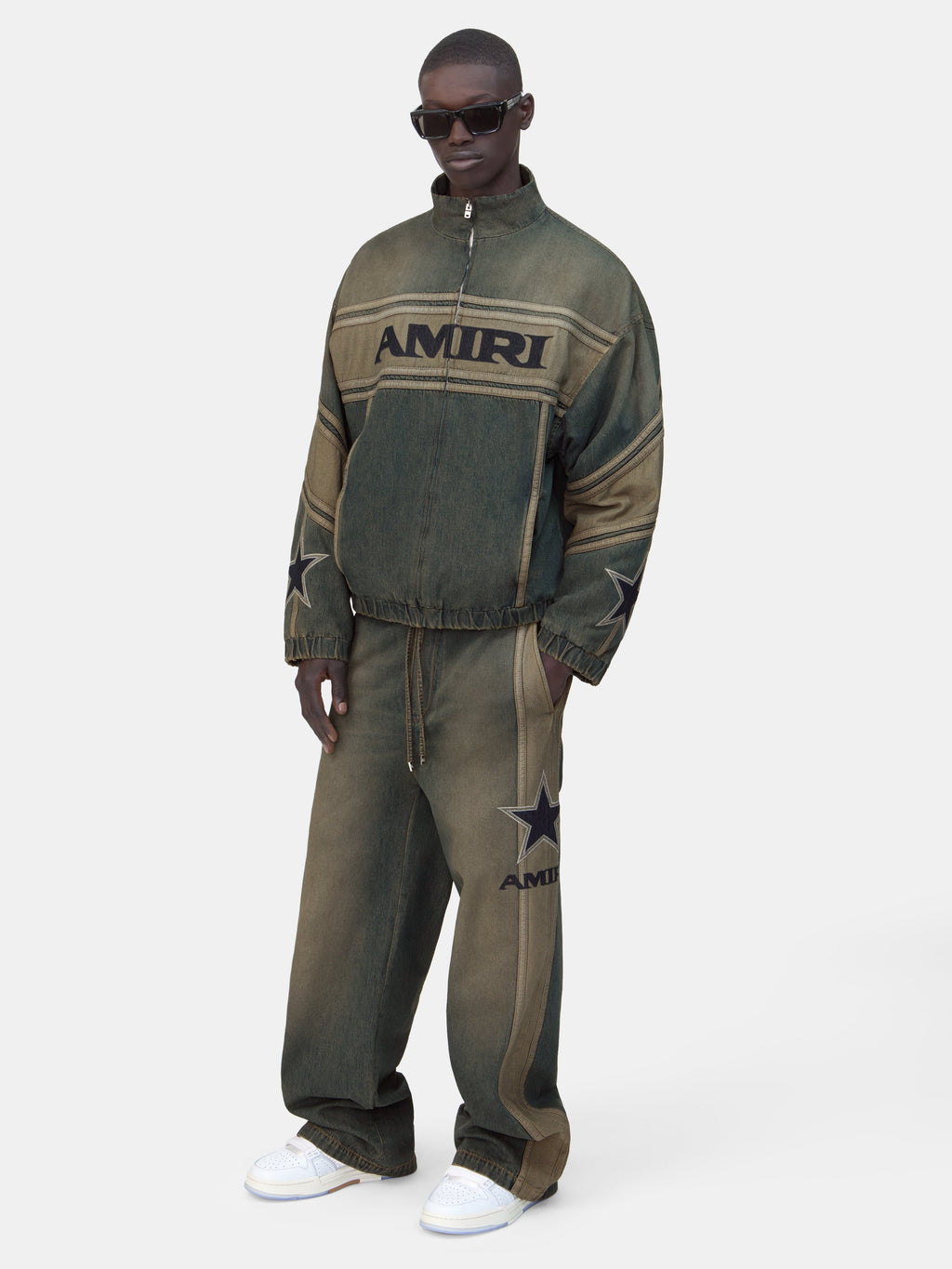 AMIRI SPORT DENIM TRACK JACKET - Worn Slate