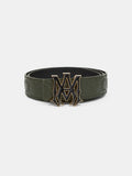 MA QUAD LEATHER 4CM BELT - Dark Sage