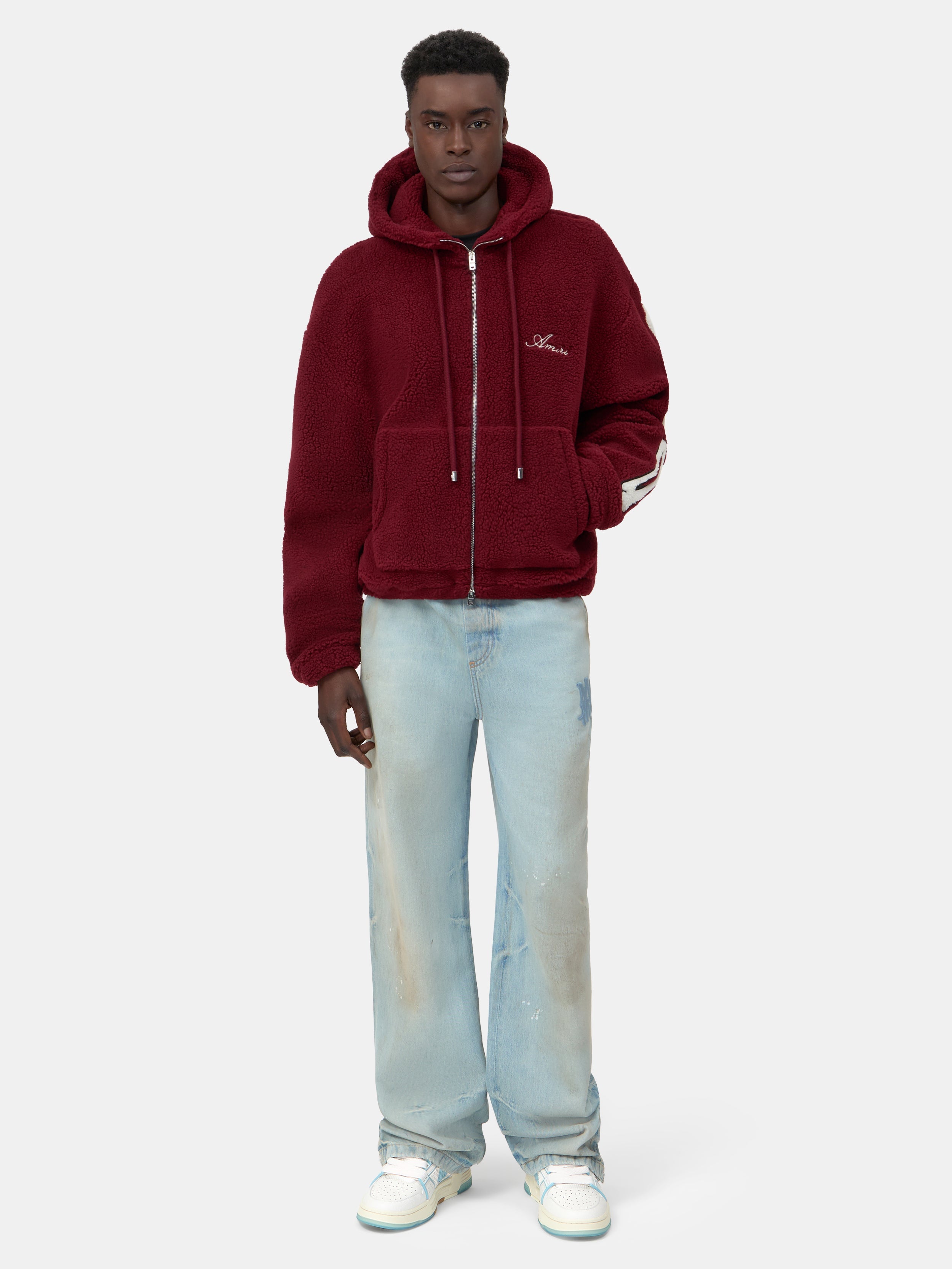 BONES FLEECE ZIP HOODIE - Aged Port