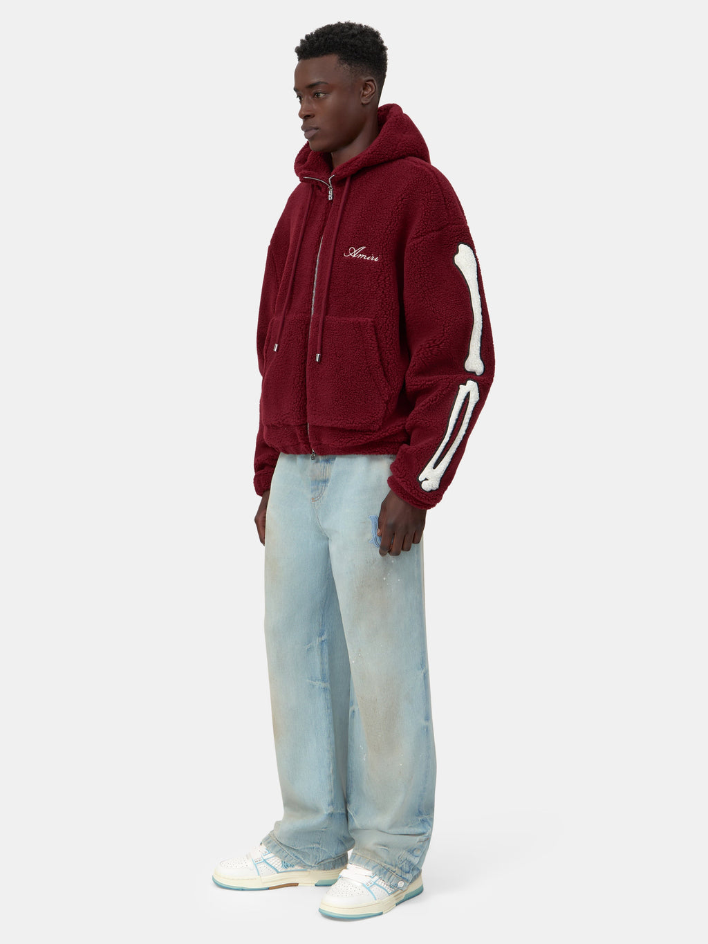 BONES FLEECE ZIP HOODIE - Aged Port