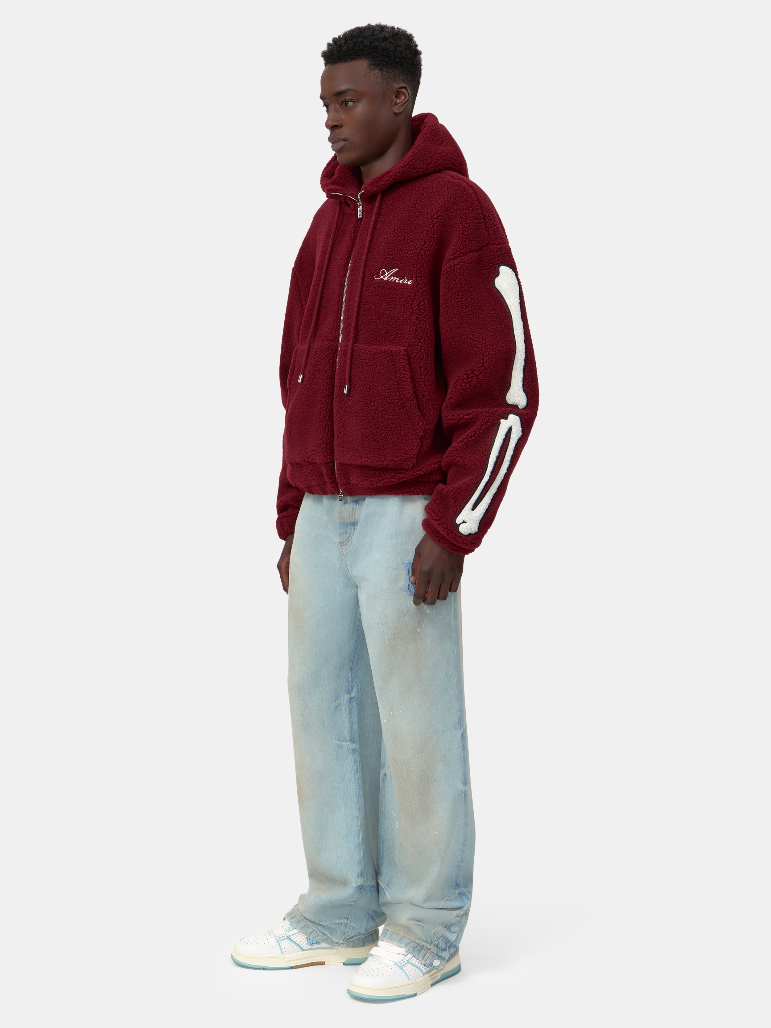BONES FLEECE ZIP HOODIE - Aged Port