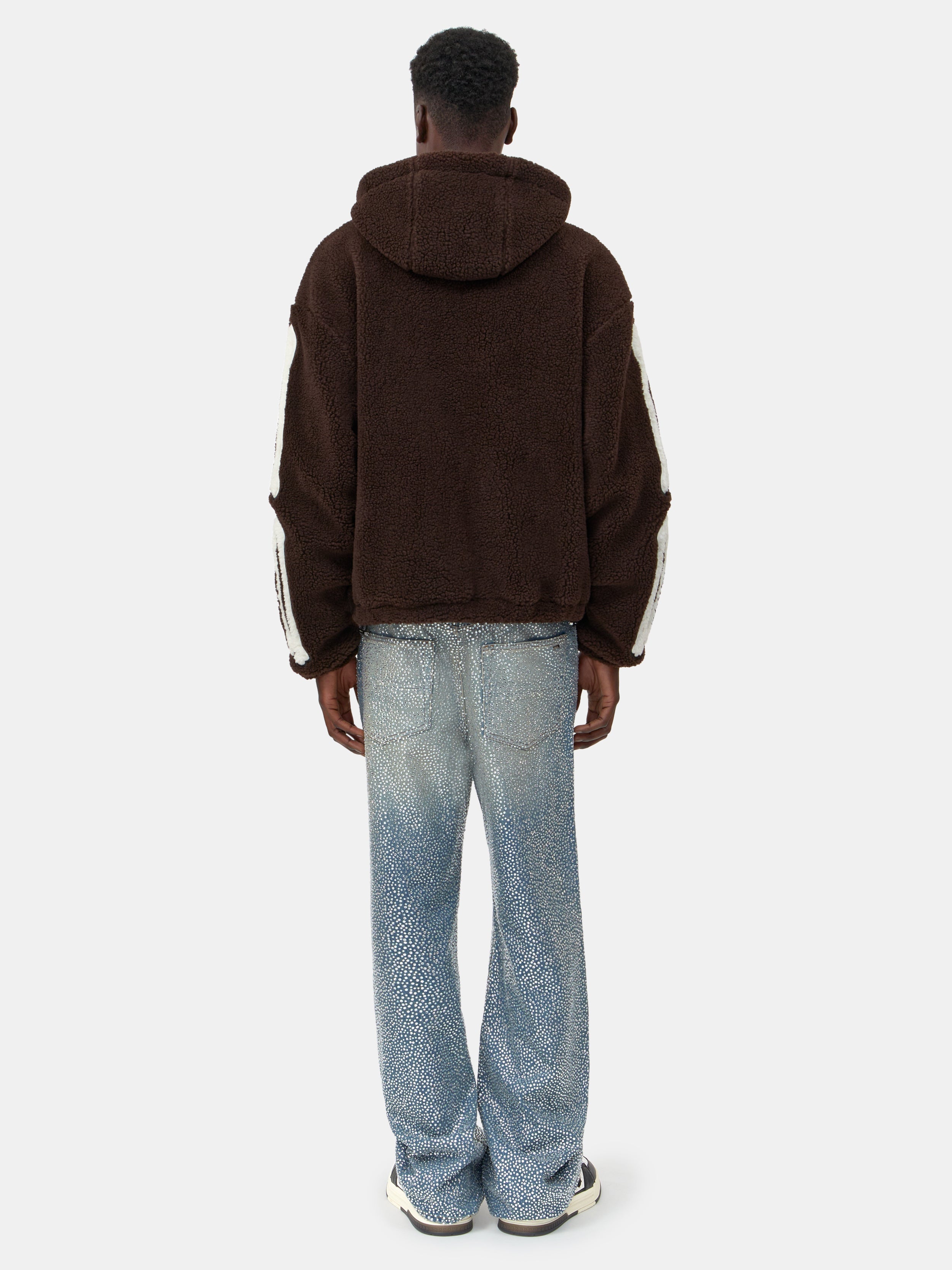 BONES FLEECE ZIP HOODIE - Dark Brown