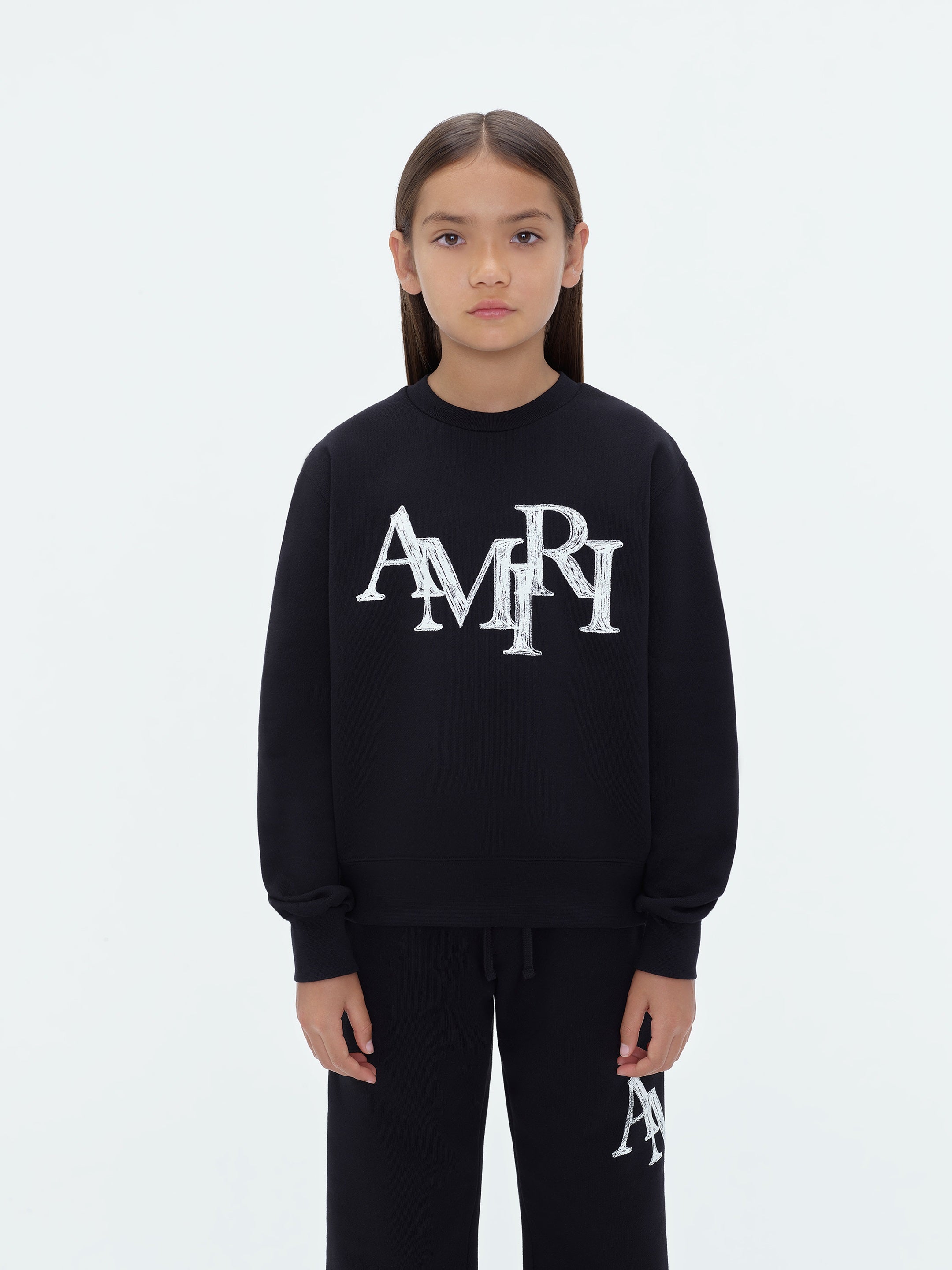 KIDS - AMIRI STAGGERED SCRIBBLE CREWNECK - Black