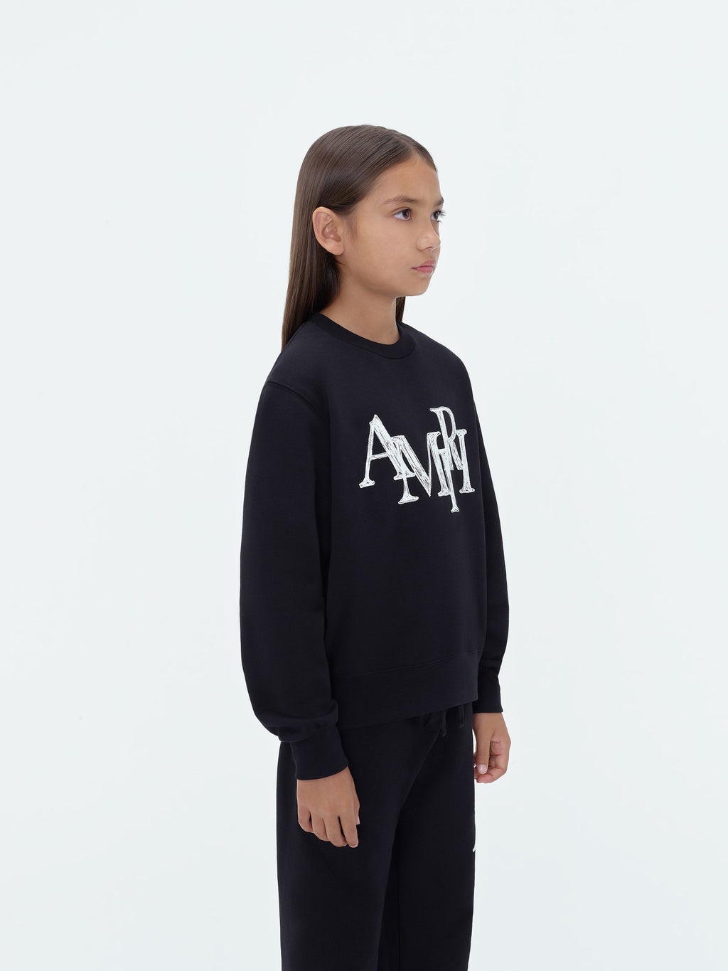 KIDS - AMIRI STAGGERED SCRIBBLE CREWNECK - Black