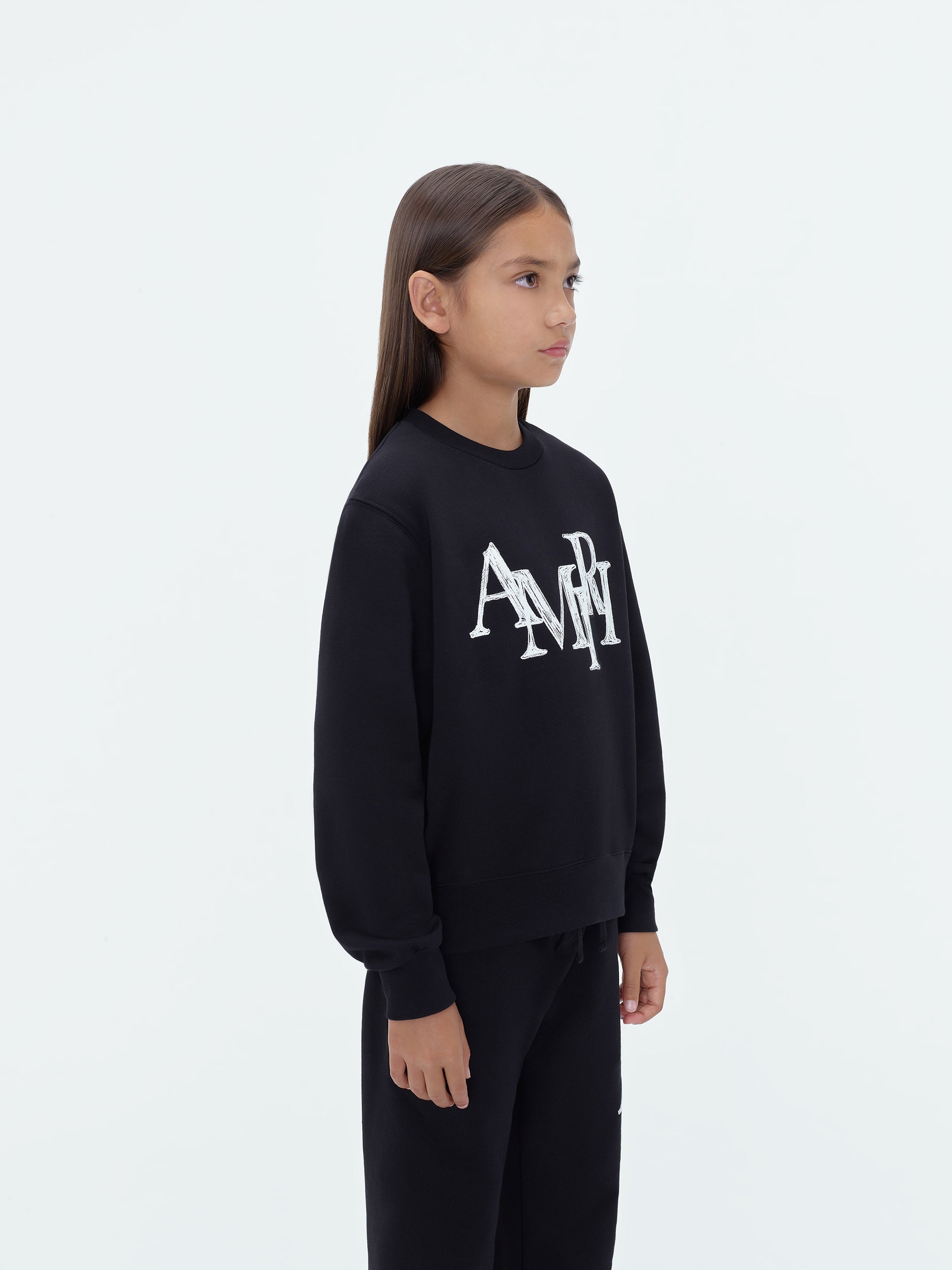 KIDS - AMIRI STAGGERED SCRIBBLE CREWNECK - Black
