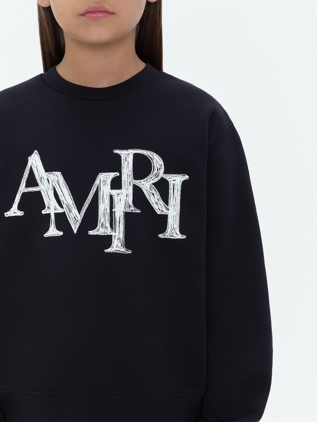 KIDS - AMIRI STAGGERED SCRIBBLE CREWNECK - Black