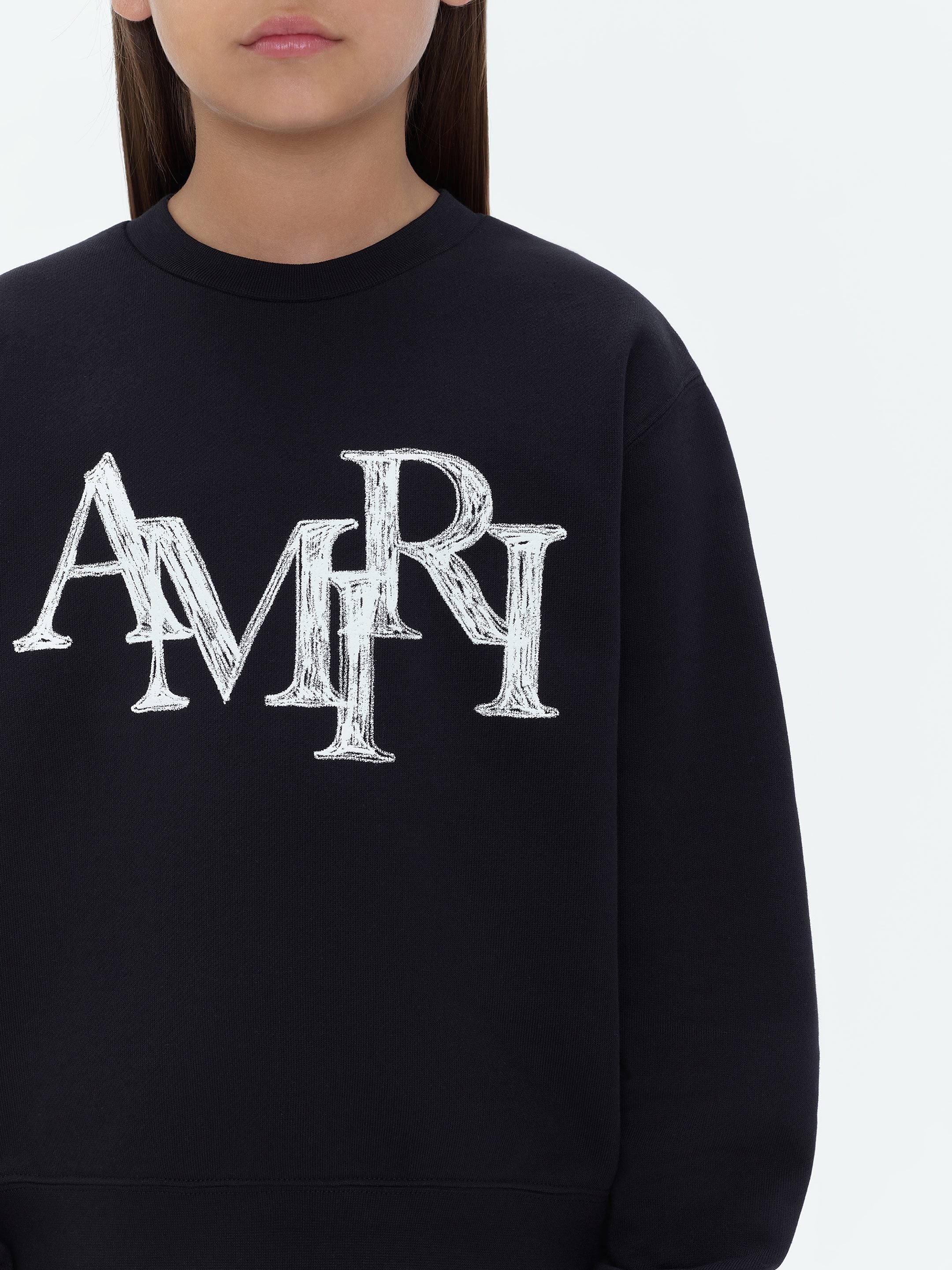 KIDS - AMIRI STAGGERED SCRIBBLE CREWNECK - Black