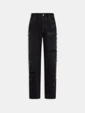 BONES STUDDED BAGGY JEAN - Vintage Black