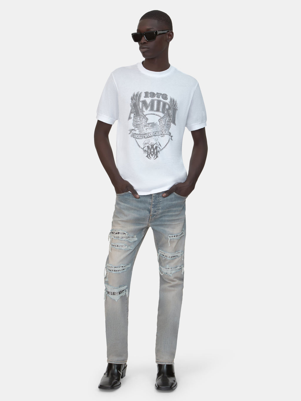 AMIRI SNAKE STUD SLIM JEAN - Antique Indigo