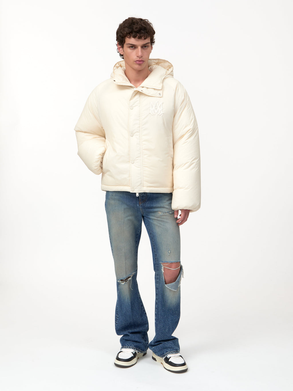 AMIRI HOODED DOWN JACKET - Alabaster