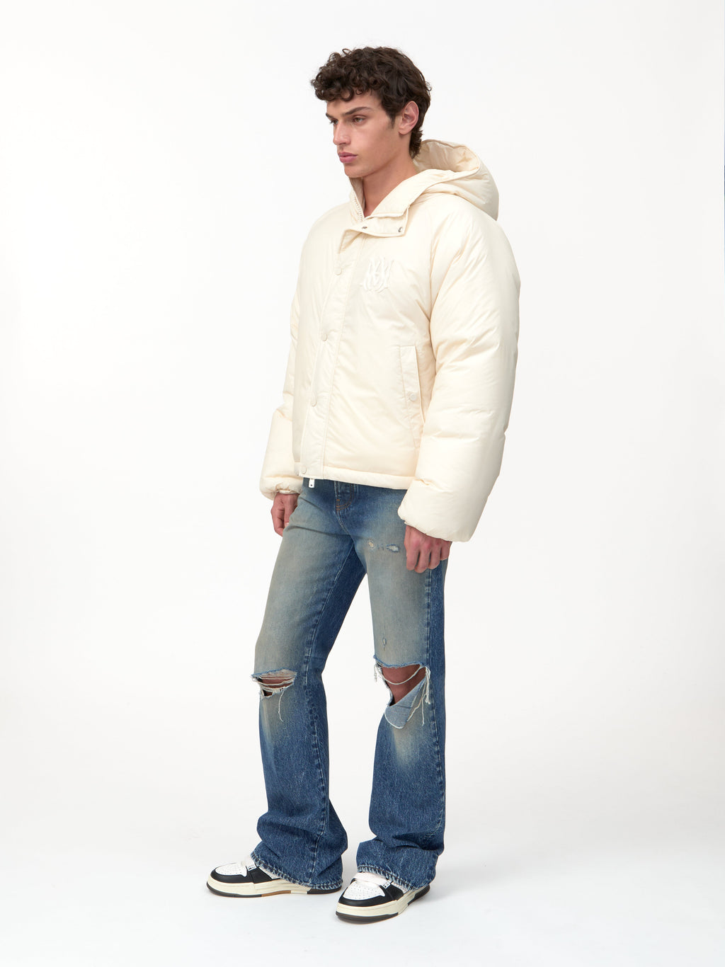 AMIRI HOODED DOWN JACKET - Alabaster